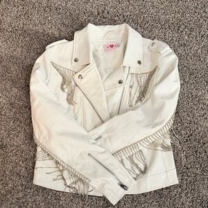 Buddy Love White Leather Jacket with Silver Accents